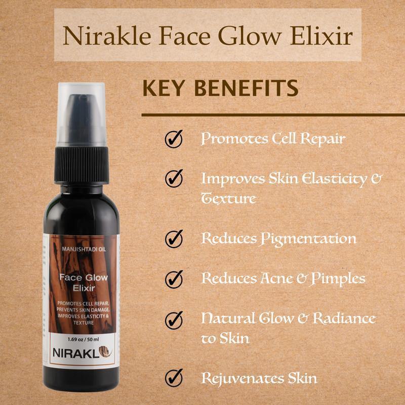 Ayurvedic Face Glow Elixir | Nirakle Manjishtadi Oil | For Acne & Pimples and Natural Glowing Skin - Nirakle